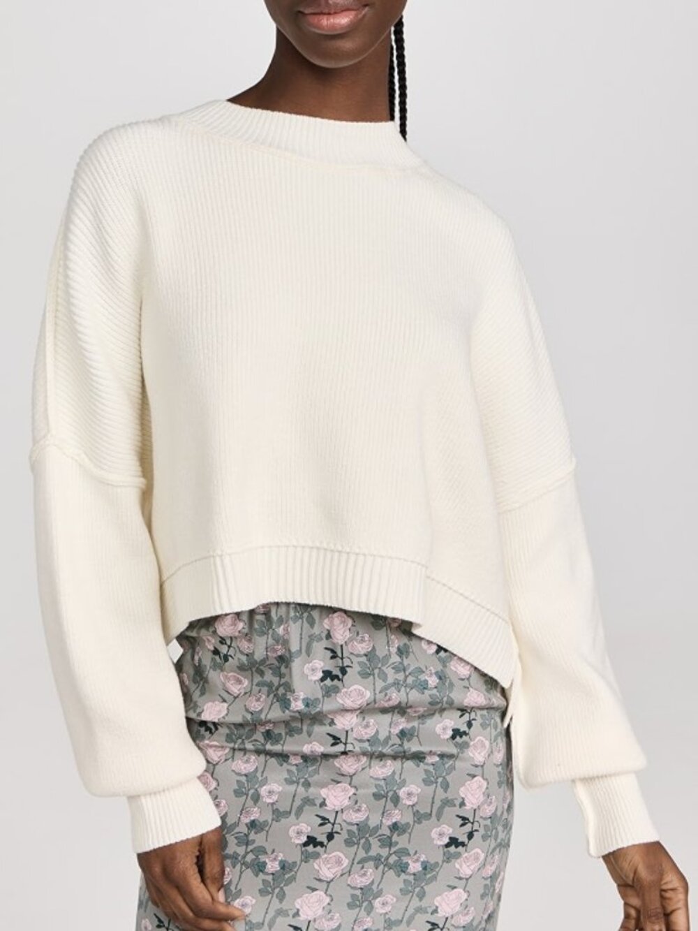 Free People Easy Street Tunic Sweater Sz M Cream Ecru Slouchy Oversized Pullover